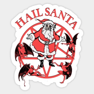 HAIL SANTA Christmas Holiday Funny Goth Horror Pentagram Devil Tee Sticker